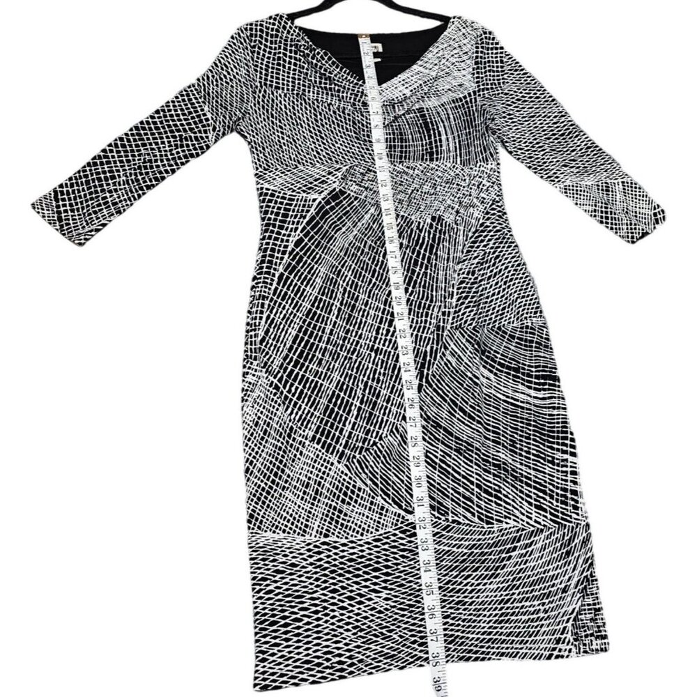 Anne Klein Size 6 Black & White Abstract Print Sheath Dress /Draped Neckline * - Picture 4 of 9